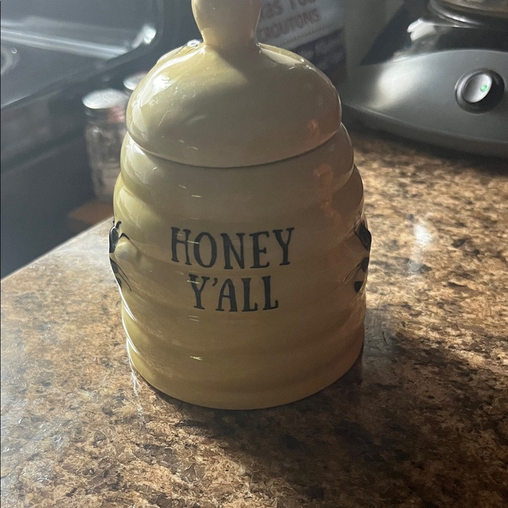 Yellow Honey Pot with Lid